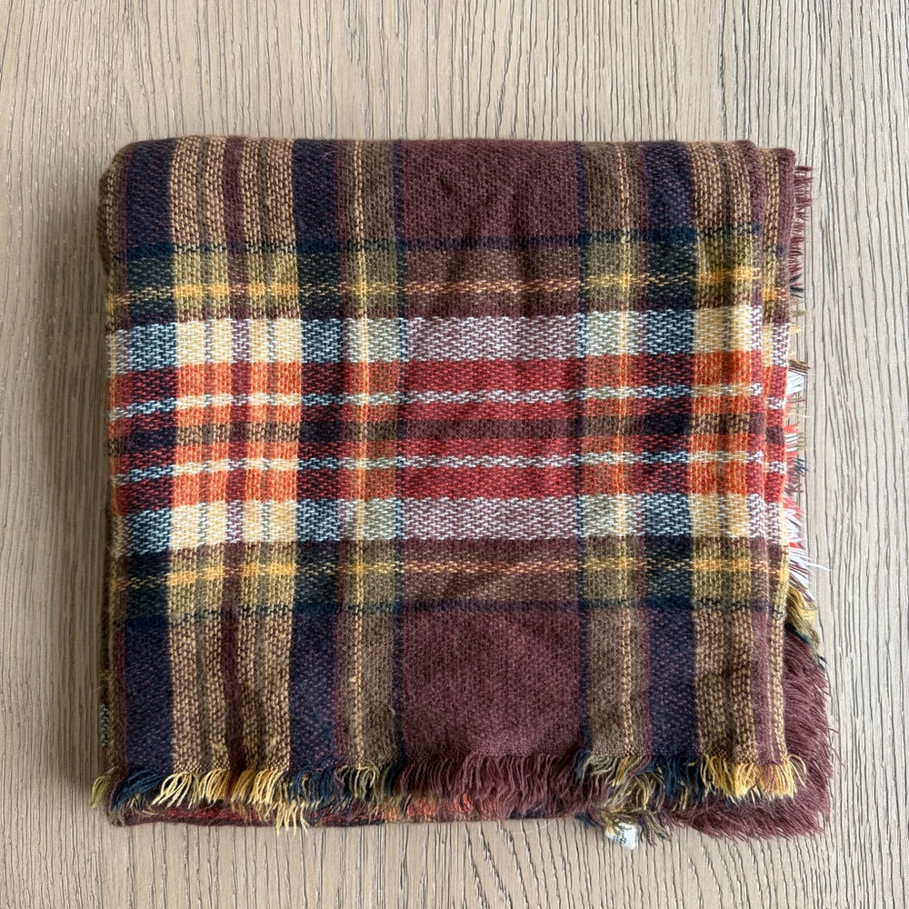 Fall Tones Plaid Blanket Scarf